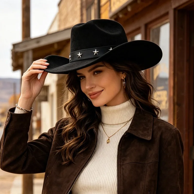 Fedora Hat Wool - Damen Bestseller Breitkrempiger Cowboyhut Modischer Filzhut