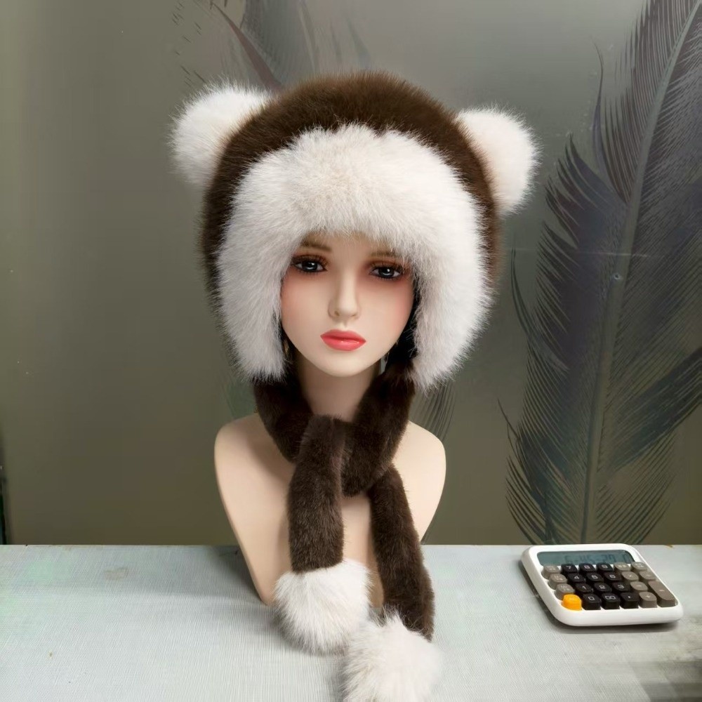 Winter Trapper Hat - Polyester-Material Kunstfell-Trapper-Mütze Dickes Warmes Futter Großer