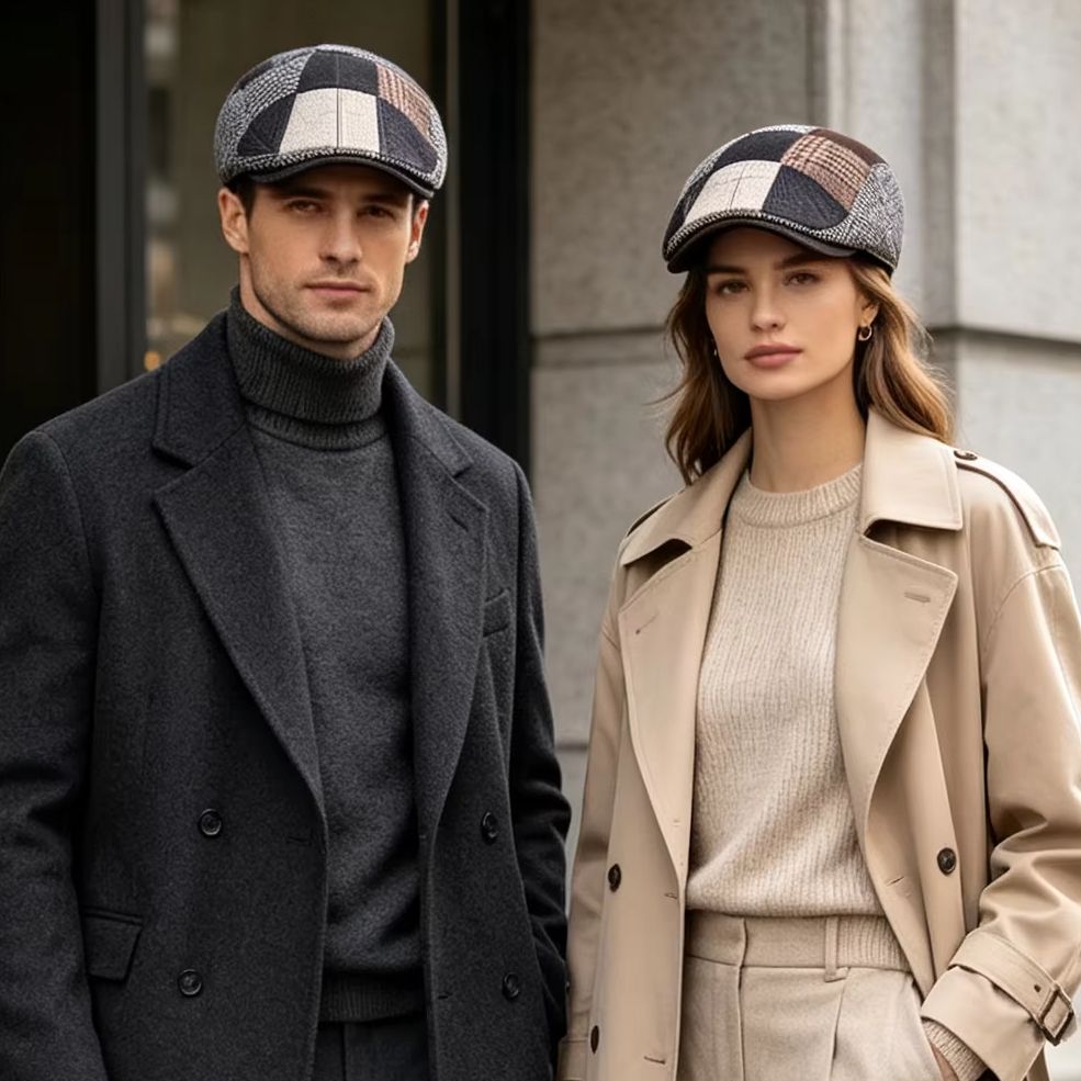 Dad Hat Cotton - Hochwertige klassische Herren-Patchwork-Zeitungsjungenmütze Ivy Baskenmütze Cordial