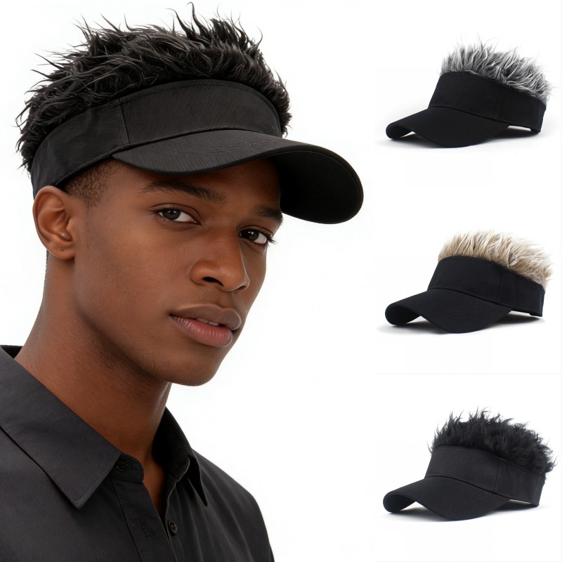 Visor Sun Hat - Unisex Synthetische Spikes-Perücke Golf-Baseballkappe mit Kunsthaar